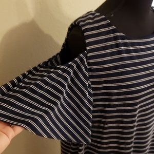 Blue and white striped dress w/ cold shoulder